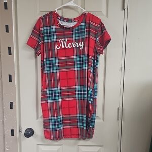 Red Plaid 'Merry' T-Shirt Dress